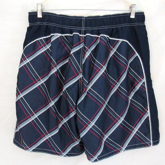 OP Men's Dark Navy with White & Red Stripe 8 1/2" Inseam Swim Trunks L (36-38) - Picture 4 of 10